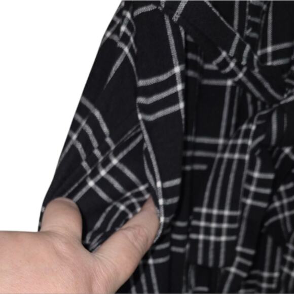 American Eagle Overalls Plaid Womens Black White Relaxed Button Sleeveless XL NE - Picture 6 of 11